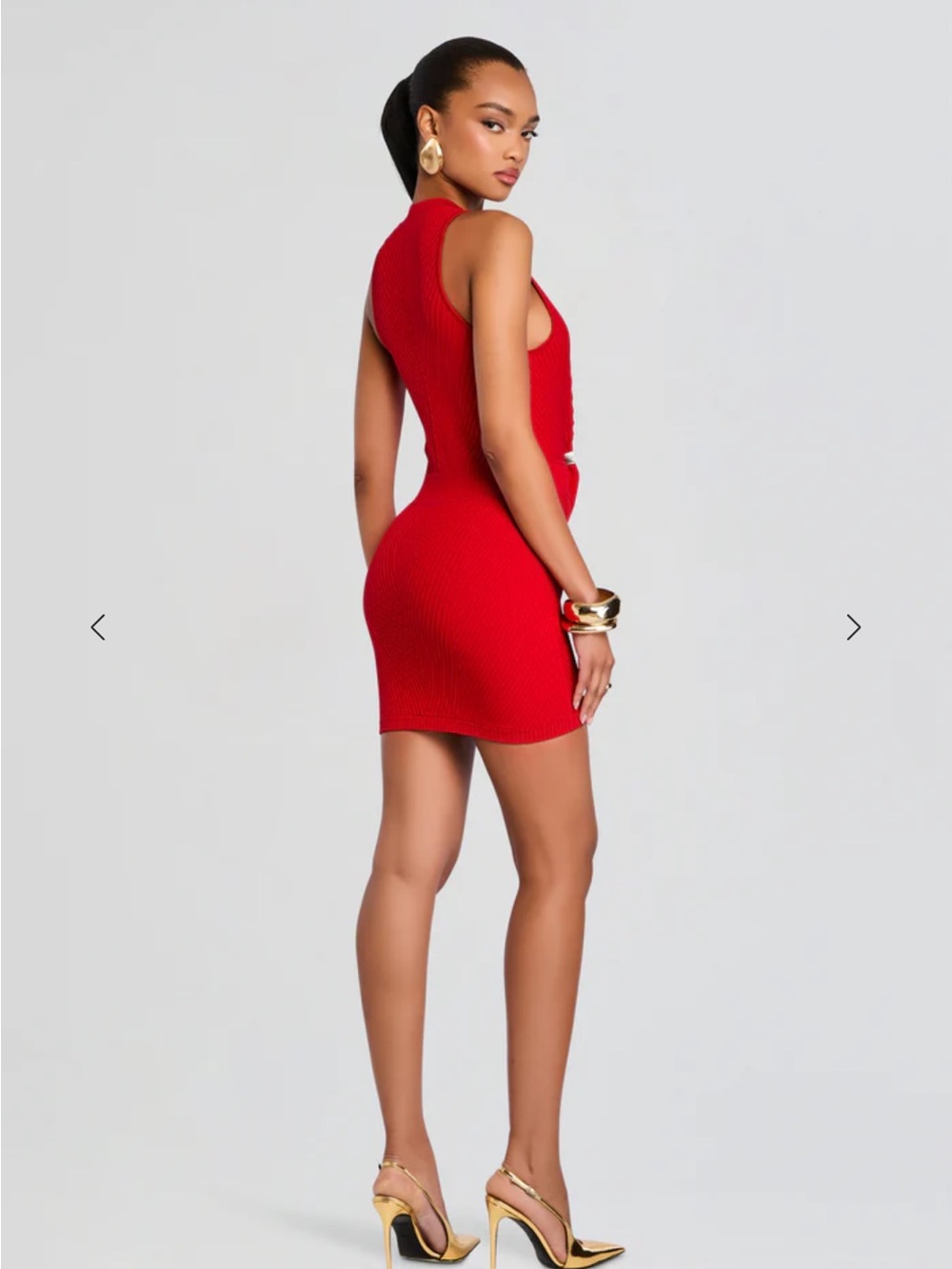 Retrofete Ellison Rib Knit Mini Dress - Metallic Fiery Red Small $348 - Picture 5 of 8